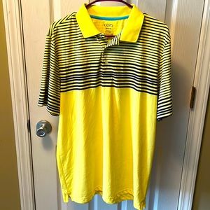 Men’s Chaps golf polo. Yellow with blue stripes. Gorgeous! Like new!!